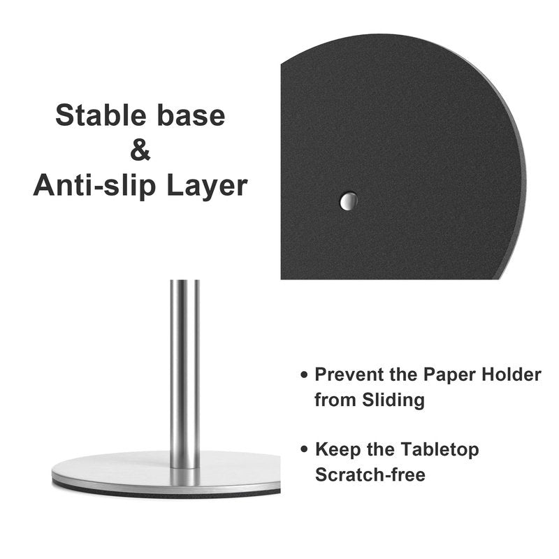 Silver Paper Towel Holder Free-Standing, Premium Stainless Steel Paper Rolls Organizer, Classic Fashion Kitchen Roll Dispenser