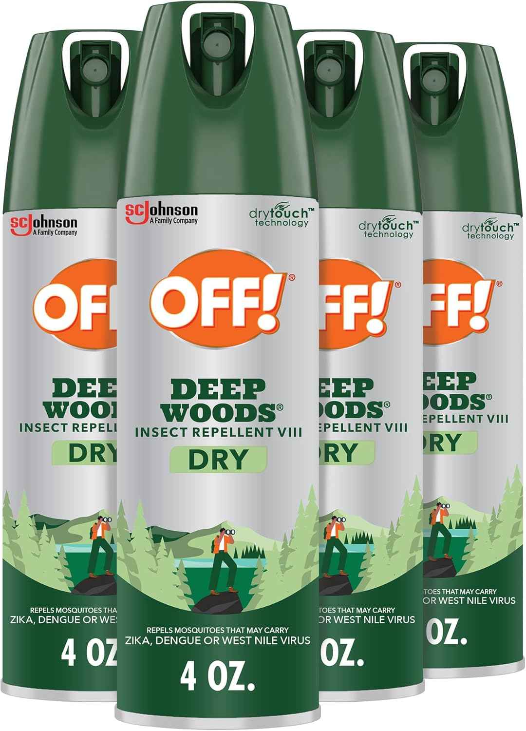 OFF! Deep Woods Mosquito & Tick Repellent Spray - 4 Oz, Non-Greasy, 2 Pack