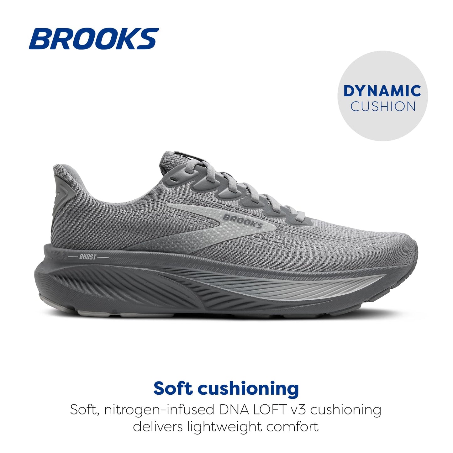 Brooks Men’s Ghost 17 Neutral Running Shoe - Primer Gray/Oyster Mushroom - 13 Wide