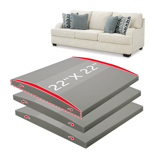HAVARGO Couch Cushion Support High Density Foam 22X22X2.4 Inches Sofa Couch Supports for Sagging Cushions Light Grey 3Pc with Anti Slip Mesh Fabric