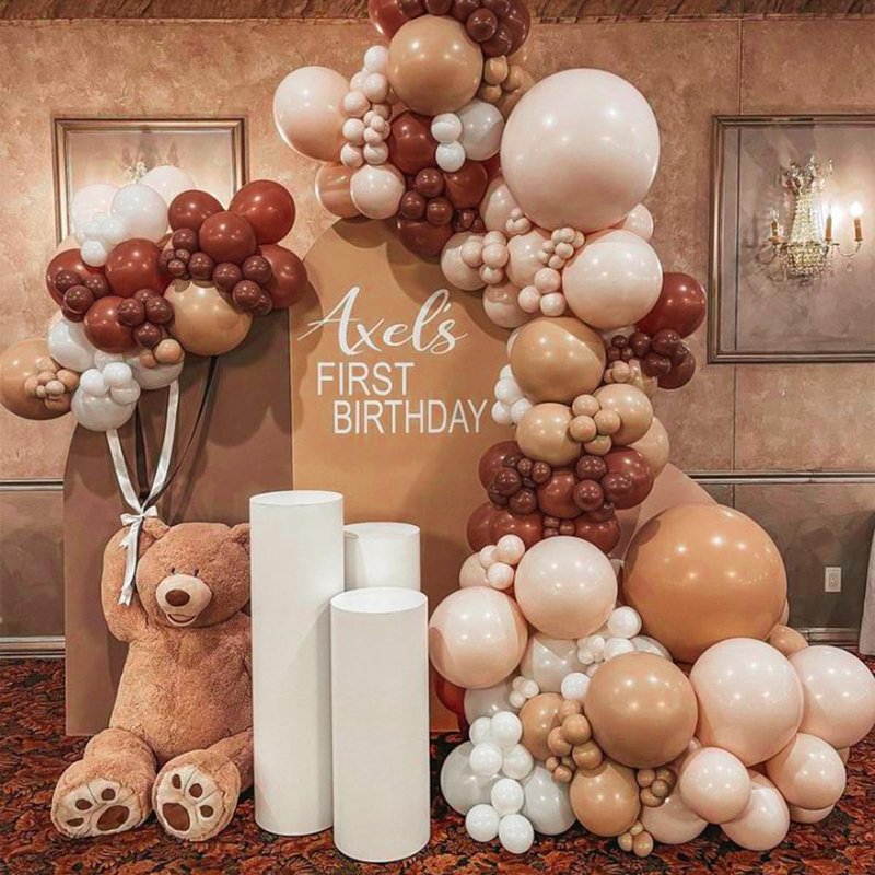 PartyWoo Dark Brown Balloons 140pcs Different Sizes of 18 12 10 5 Inch Boho Neutral Coffee Tan Balloon Arch Kit Garland for Birthday Boy Baby Shower Jungle Safari Fall Party Decorations Brown-F08
