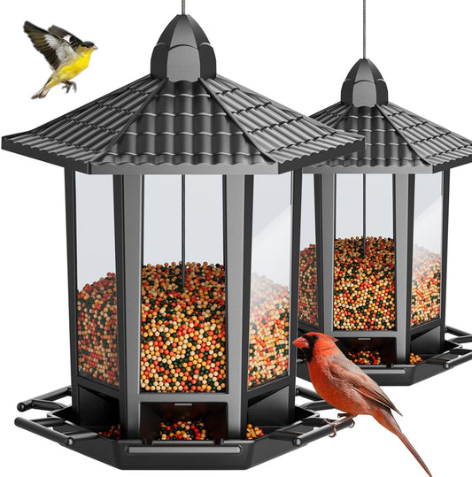 Birdream Bird Feeders - 2 Pack Outdoor Hanging Retro Pagoda Design for Attracting Wild Birds
