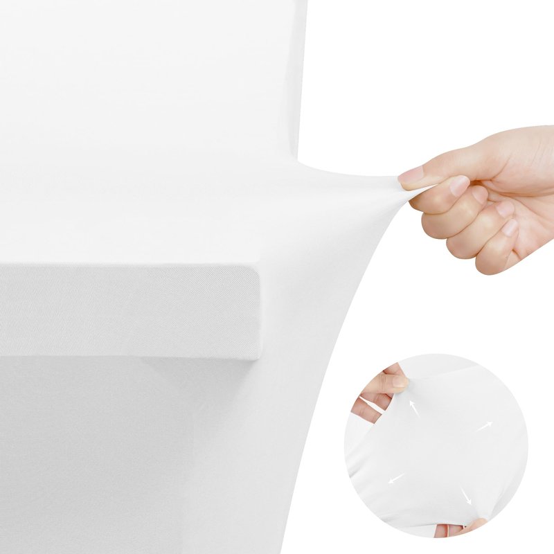 Utopia Kitchen Spandex Tablecloth 2 Pack [8FT, White] Tight, Fitted, Washable and Wrinkle Resistant Stretch Table Cloth Rectangle Cover for Trade Show, Weddings & Parties [96Lx30Wx30H Inch]