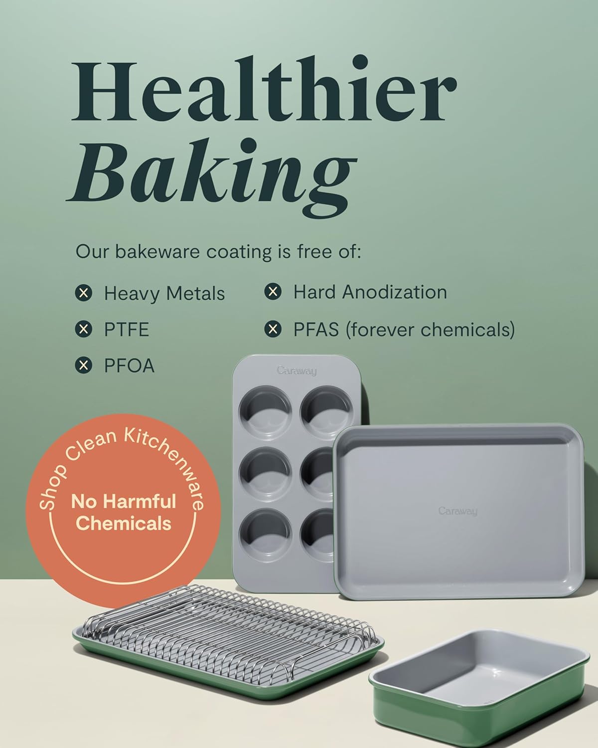 Caraway Nonstick Baking Pan Set - 2x 9" x 6.5" & 1x 9" x 13" - Non-Toxic, PTFE & PFOA Free - Durable Aluminized Steel Core - White