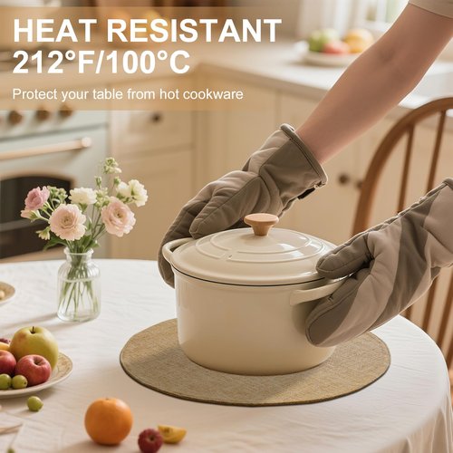 homing 15 Inch Round Cloth Placemats Set of 6, Cotton Linen Blend Washable Table Mats, Farmhouse Dining Place Mats for Indoors & Outdoors, Easy to Clean, Linen