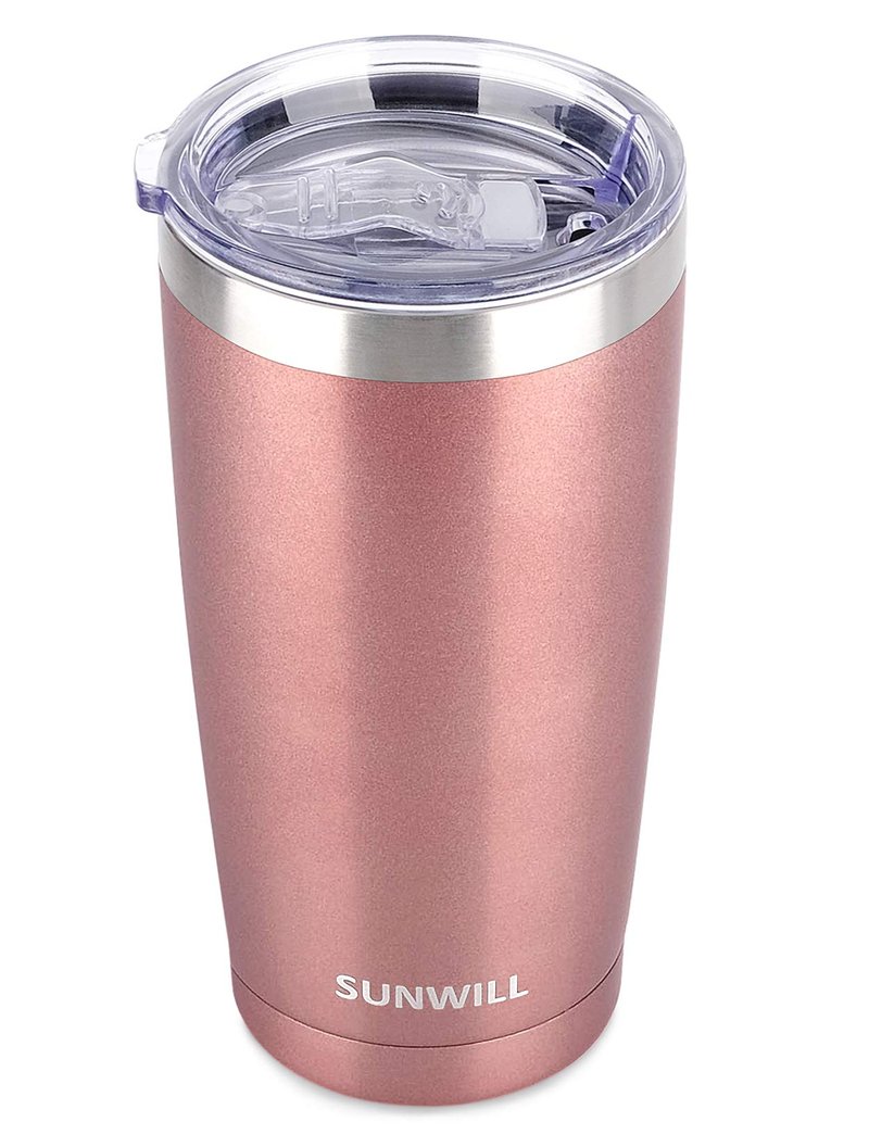 SUNWILL Travel Coffee Tumbler 20 oz, Insulated Mug with Lid, Stainless Steel Cup for Hot and Cold Drinks, Rose Gold