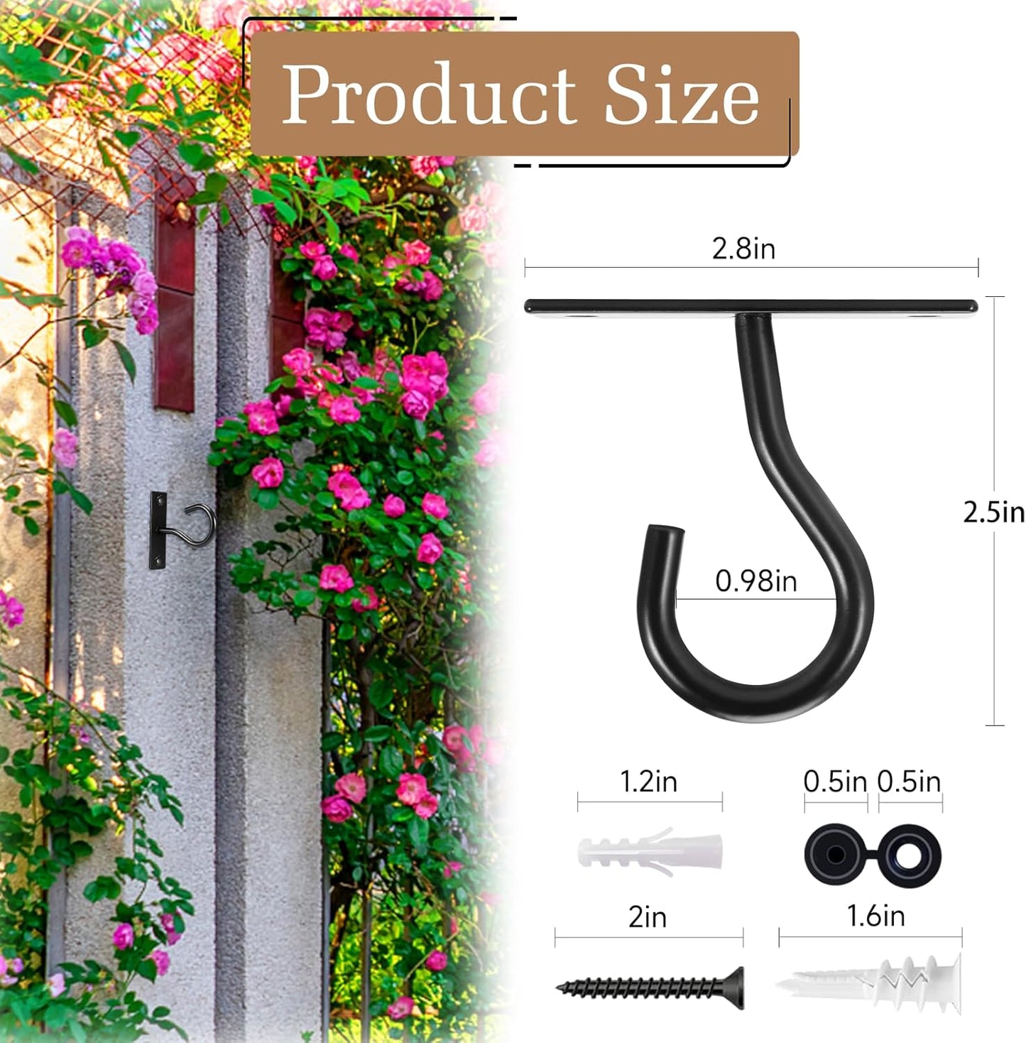 Skiennix Ceiling Hooks - 2.5-Inch Plant Hangers for Indoor/Outdoor Use | Durable Wall Hooks for Pots & Decor