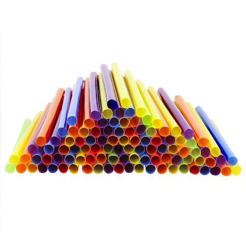 Comfy Package, [100 Count] Jumbo Plastic Smoothie Straws - 8.5"High - Assorted Colors