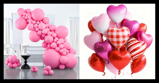 PartyWoo Pink Balloons - 127 Pcs in Various Sizes | Hot Checkered Marble Gradient Heart-Shaped for Valentine's Day & Weddings