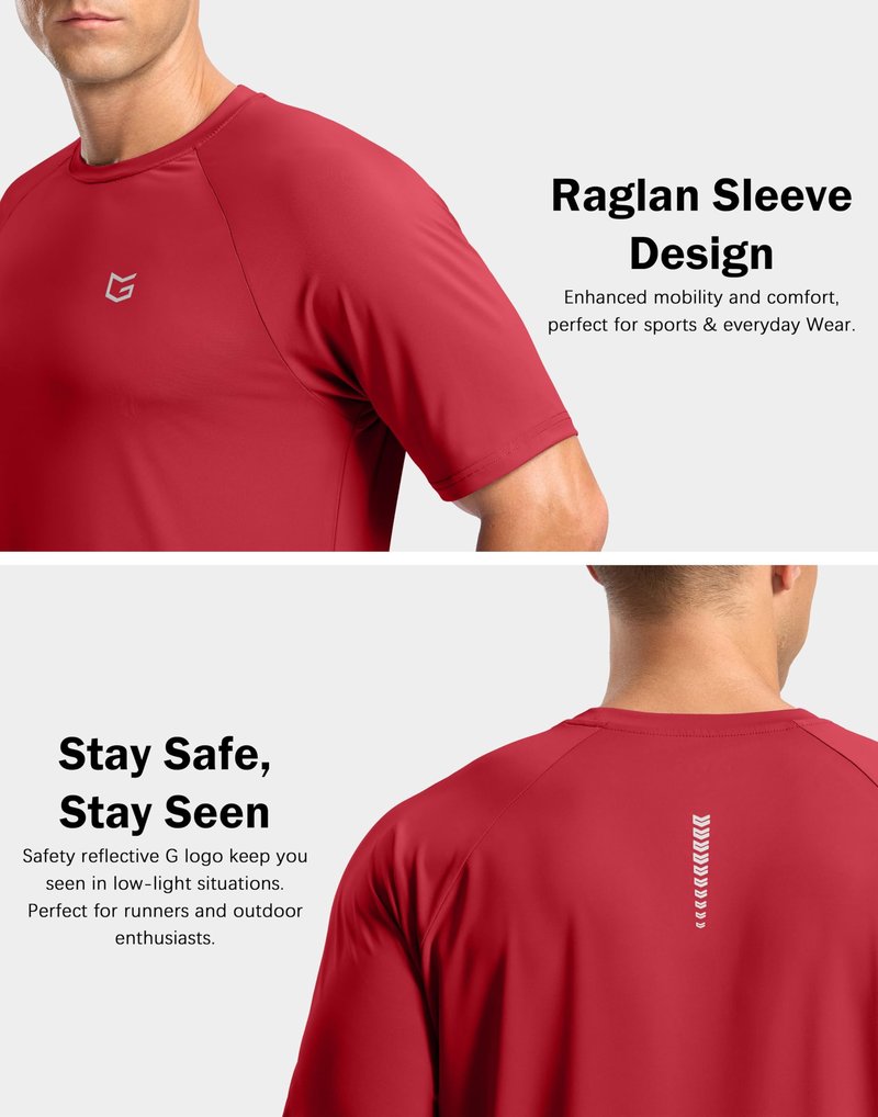 Men's Athletic Workout T-Shirts Moisture Wicking Cooling Running Shirts Short Sleeve Performance Tee for Gym Tennis(Red,4XL)