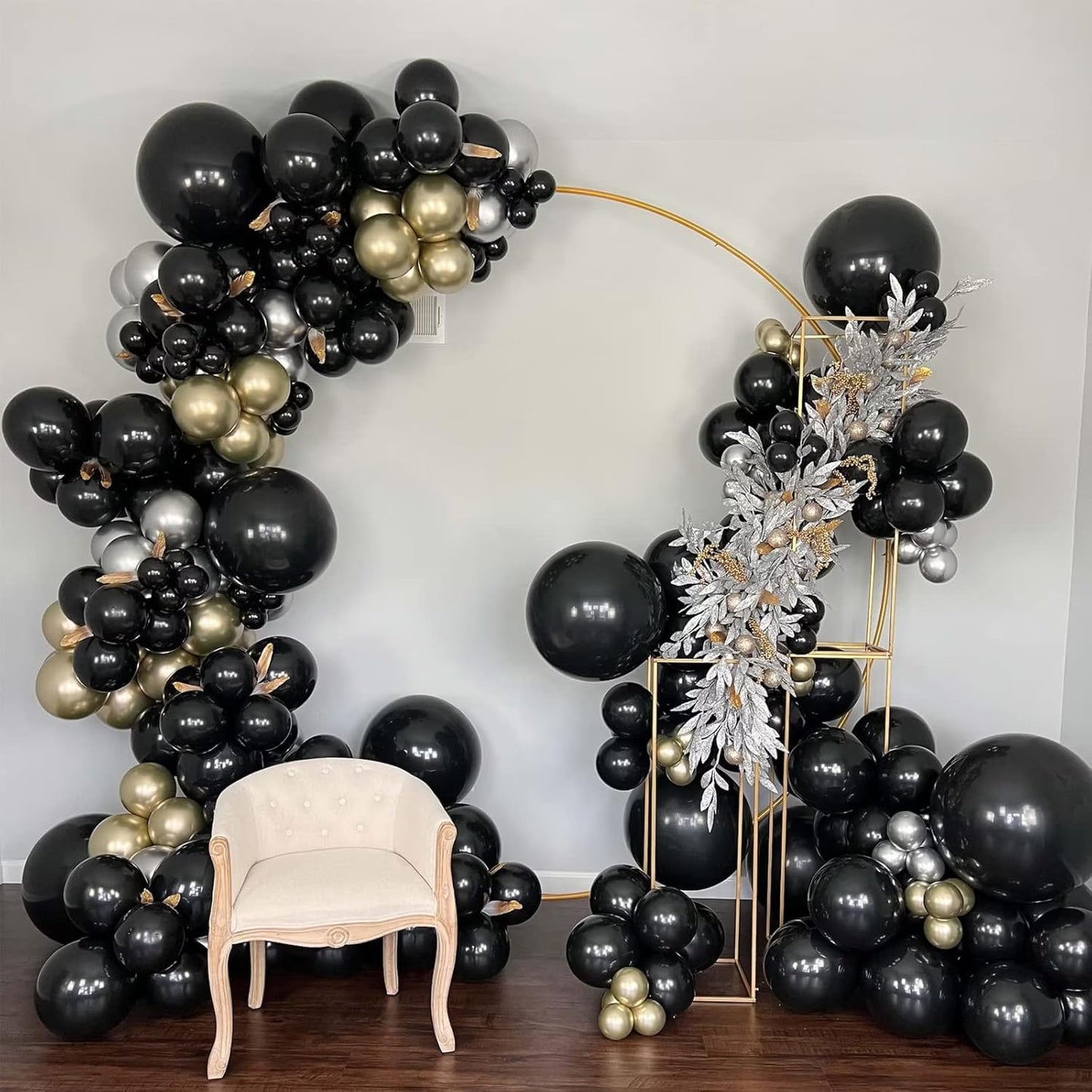 Voircoloria Black Party Balloons - 130pcs in Various Sizes for Birthday, Graduation & Celebrations