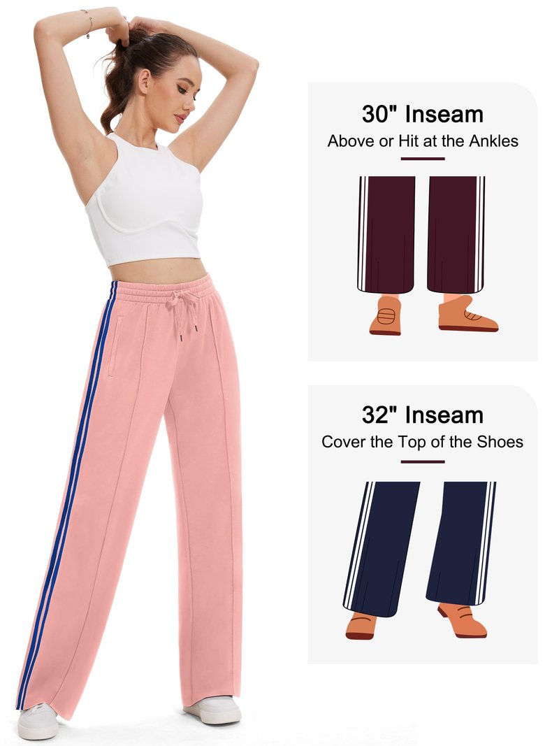 Tapata Petite Women's 28" Inseam Track Pants Elastic Waistband Y2K with Zipper Pockets Dance Studio Sweatpants, Pink, M