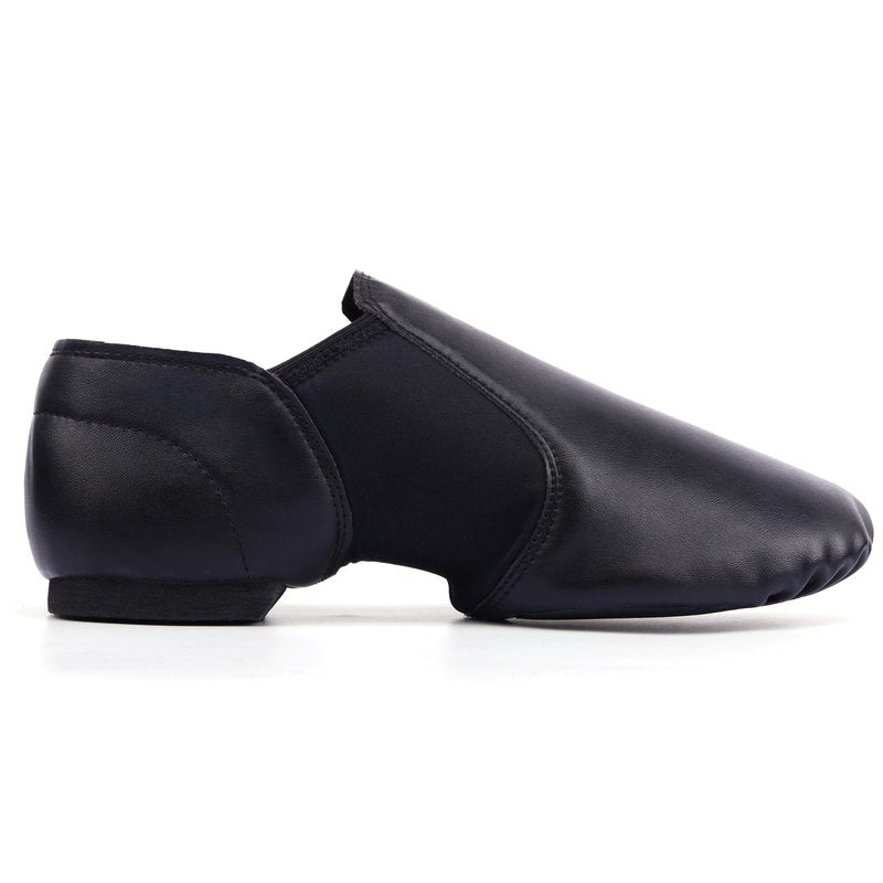 Linodes Unisex 006 PU Leather Upper Slip-on Jazz Shoe for Women and Men's Dance Shoes-Black 8M
