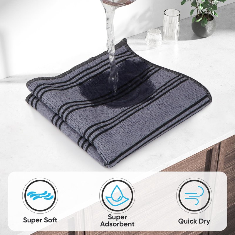 HOMEXCEL Microfiber Cleaning Cloth, Kitchen Towels 12 Pack, Lint Free, Scratch-Free, Highly Absorbent, Reusable Dish Towels for Kitchen and Household