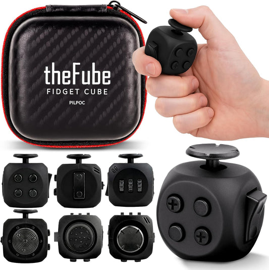 PILPOC Fidget Cube - 6-Sided Stress Relief Toy for Adults & Kids | Boosts Concentration (Midnight)