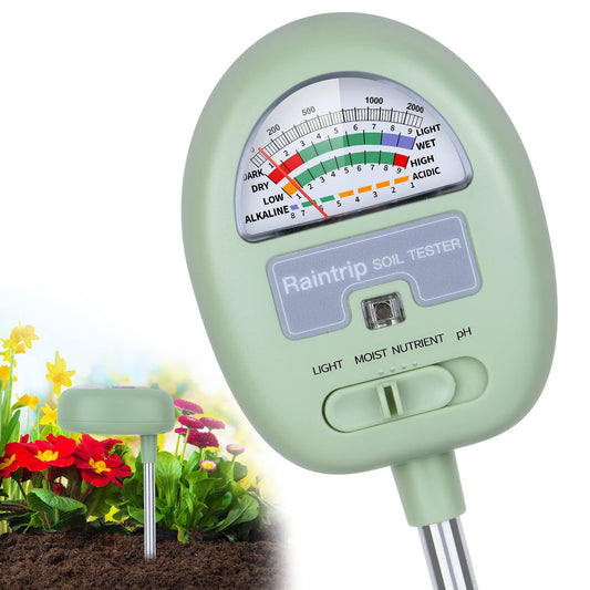 Soil Moisture Meter - 4-in-1 Soil pH Tester | Measure Moisture, Light, Nutrients & pH - Perfect for Gardeners