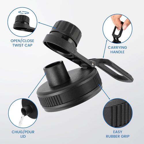 Hydro Flask Wide Mouth Replacement Spout Lid – Fits 12-64 OZ Bottles, Chug Lid with Handle