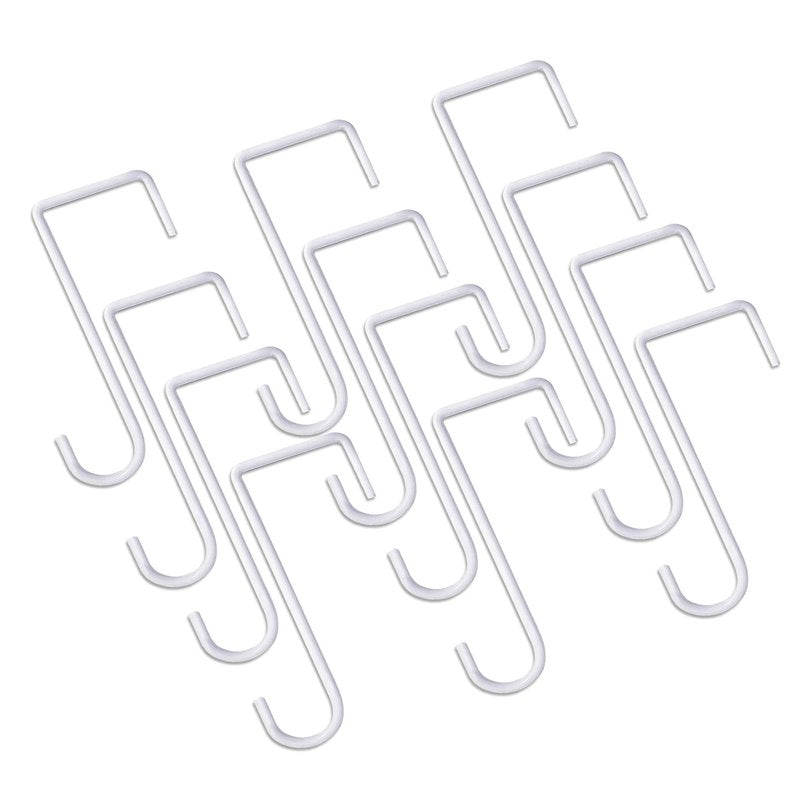 JOYSEUS 12pcs Vinyl Fence Hooks, 2 x 6 Inches Patio Hooks, White Powder Coated Steel Fence Hooks Hangers for Hanging Plants, Lights, Pool Equipment…