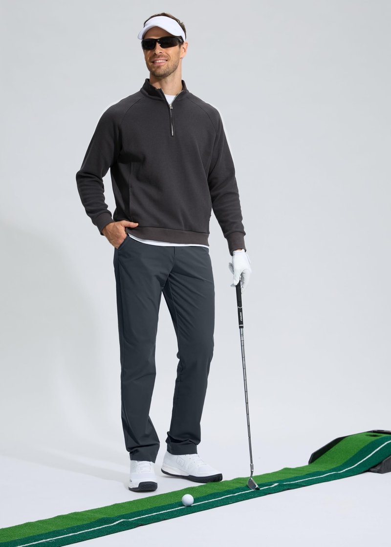 Pudolla Men's Golf Pants Mens Stretch Dress Pants 32 Lightweight Quick Dry Casual Slacks Work Pants with Pockets(Iron Grey 40Wx32L)