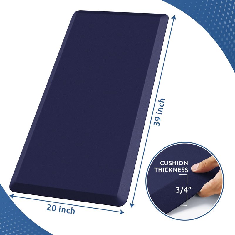 KitchenClouds Kitchen Mat Cushioned Anti Fatigue Rug 20"x39" Water Resistant, Non Slip, Standing and Comfort Desk/Floor Mats for House Sink Office (Blue)