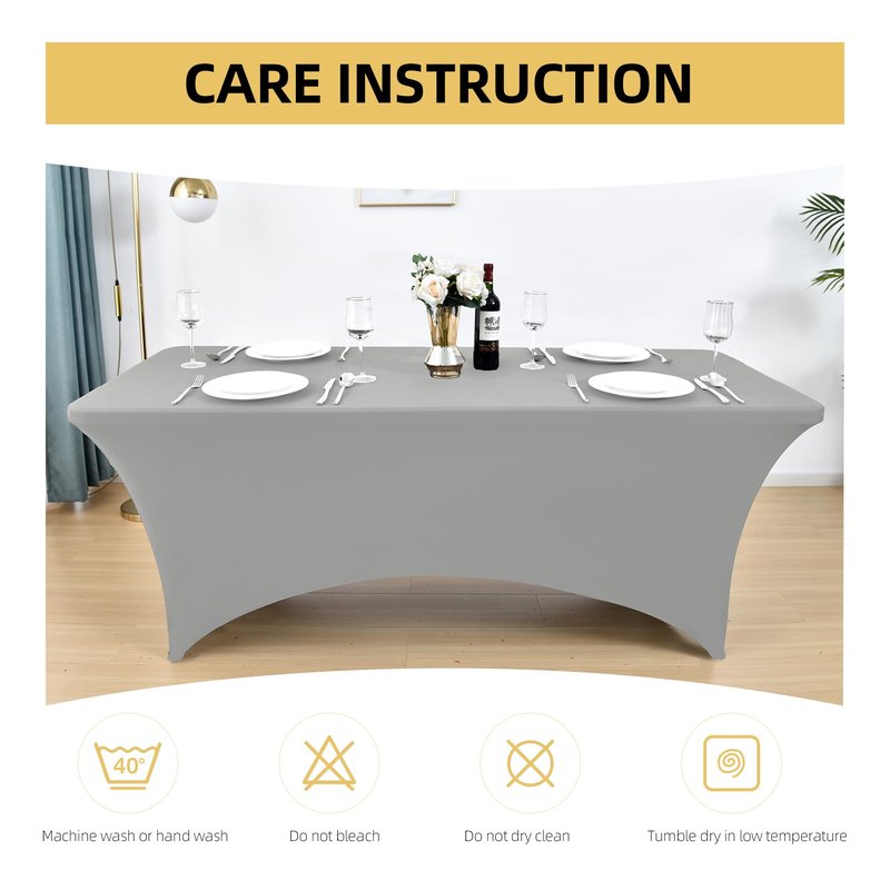 ZarzaaSik 112 2-Pack 6ft Spandex Table Covers for Rectangle Standard Folding Tables - Wrinkle Resistant Stretch Tablecloths - Ultimate Fitted Table Protector for Parties, Banquet, and Wedding