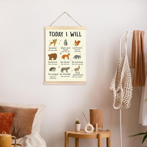 CGBHW Positive Affirmations Poster Hanger Frame - 12x16 Inspirational Wall Art for Kids' Rooms | Forest Animals Design