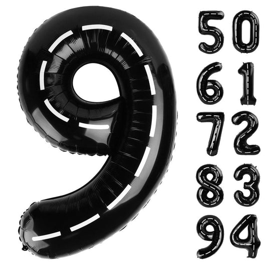 Race Car 9 Balloon, Number Balloons 40 Inch, 9th Black Giant Birthday Decorations for Boys, 19th 29th Party Decorations Supplies, Number 9 Balloon