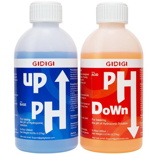Hydroponics pH Control Kit - pH Up & Down Solution with Test Strips | 8.45oz/250ml