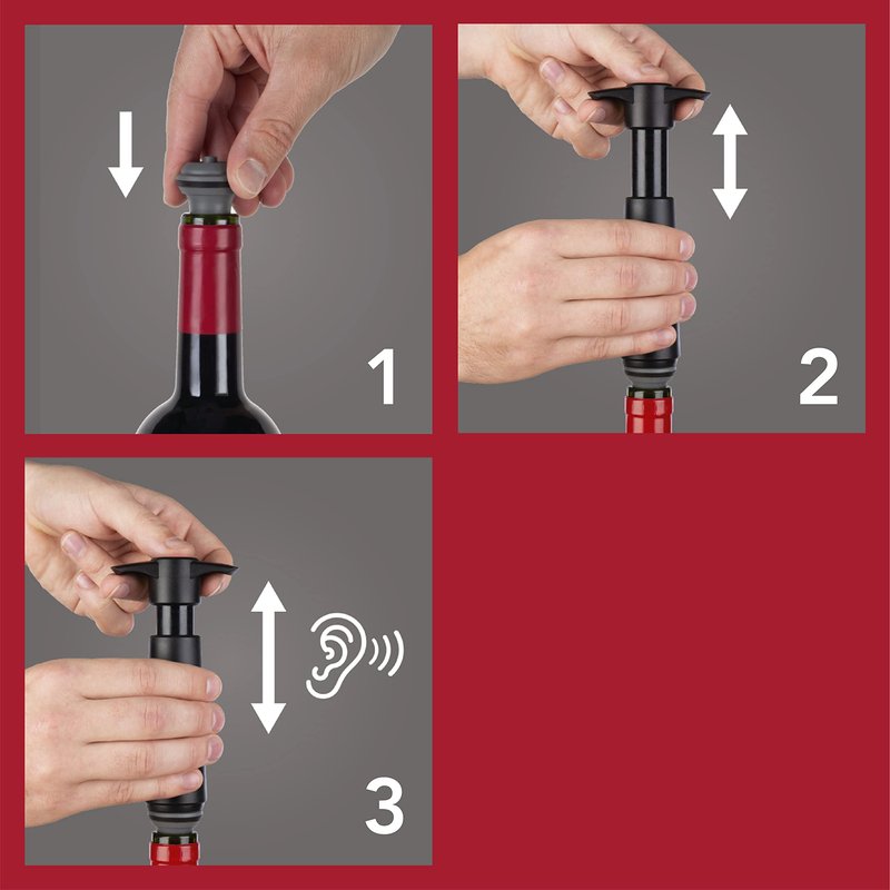 Vacu Vin Wine Saver Pump Blue with Vacuum Wine Stopper - Keep Your Wine Fresh for up to 10 Days - 1 Pump 2 Stoppers - Reusable - Made in the Netherlands