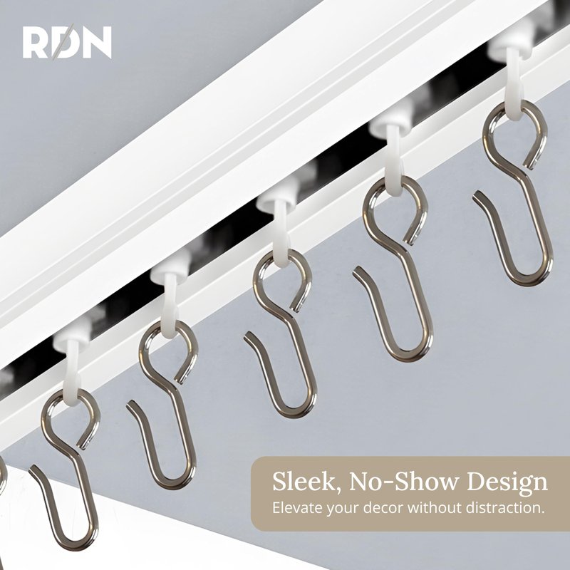 Room/Dividers/Now Curtain Track Hooks 20 Pack - Durable Ceiling Track Roller Hooks for Curtains - Smooth Glider Curtain Tracks Rollers for Dividers or Closet Use - White Plastic and Steel Construction