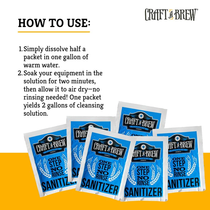 Craft A Brew - Single-Use Cleansing Packets - Dissolvable No-Rinse Cleanser for Home Brewing Equipment – Pre-Portioned for 2-Gallon Solutions – Easy-to-Use Homebrew Supplies – Pack of 6