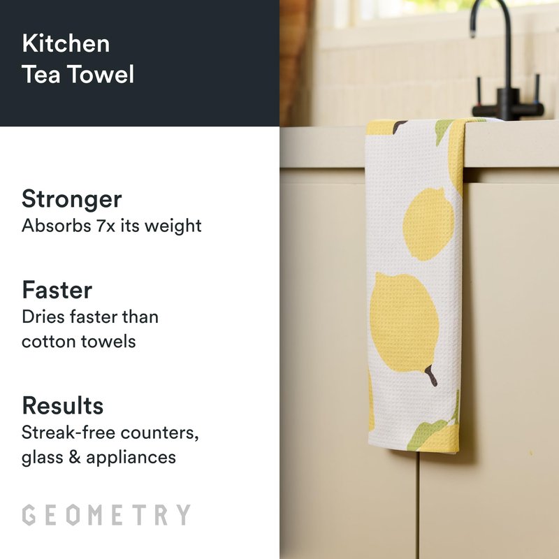 GEOMETRY Kitchen Tea Towels - Quick Dry Microfiber Dish Towels for Kitchen Sunny Lemons, 18" x 30" 1 Pack