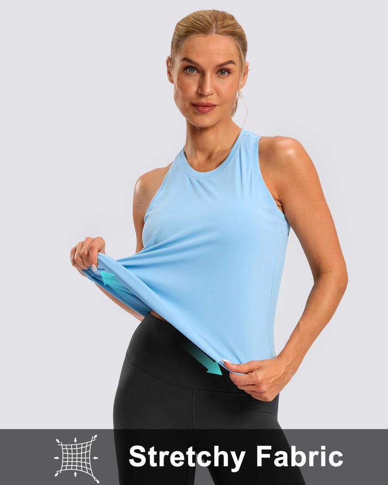 G Gradual Women's Workout Tank Tops Racerback Athletic Yoga Tops Loose Fit Sleeveless Running Gym Sports Shirts for Women(Haze Blue,L)