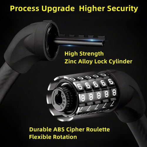 Bike Lock,Black Heavy Duty Anti Theft Bike U Locks,Upgraded High Security 5 Digit Resettable Combination Password Bicycle U-Lock,17.4mm Thicken Steel Shackle Locks for Electric Bike,Scooter,Motorcycle