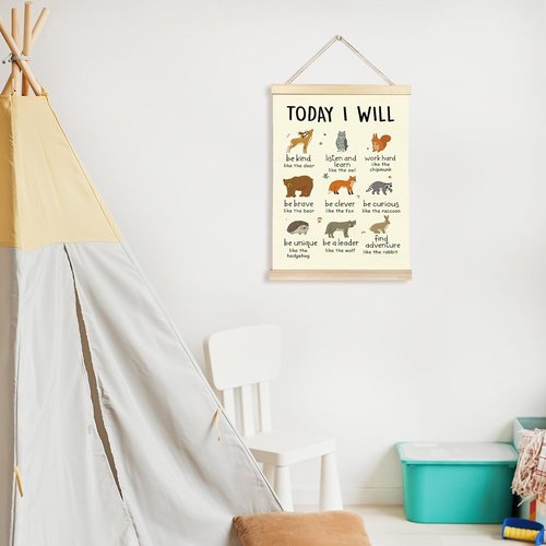 CGBHW Positive Affirmations Poster Hanger Frame - 12x16 Inspirational Wall Art for Kids' Rooms | Forest Animals Design