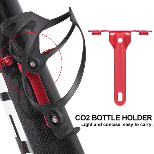 Co2 Bottle Bracket, Road Mountain Inflating Bracket CO2 Cartridge Holder, Can Mount 2 Cartridges (Red)