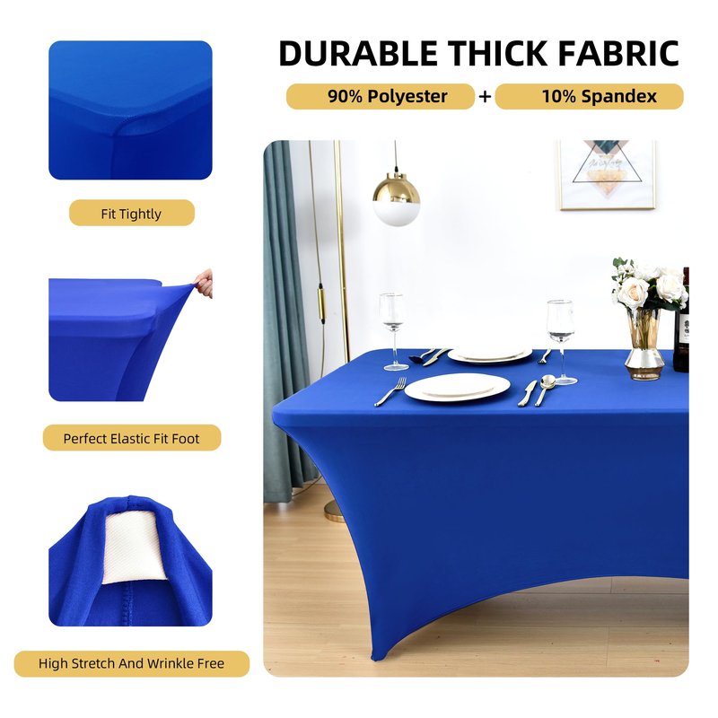 ZarzaaSik 2-Pack 4ft Spandex Table Covers for Rectangular Folding Tables - Wrinkle Resistant Stretch Tight Table Cloths - Ultimate Fitted Table Protector for Parties, Banquet, and Wedding