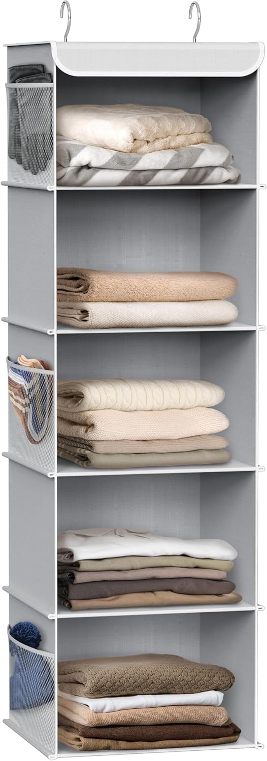 Simple Houseware 5-Shelf Hanging Closet Organizer - Gray | Maximize Storage Space