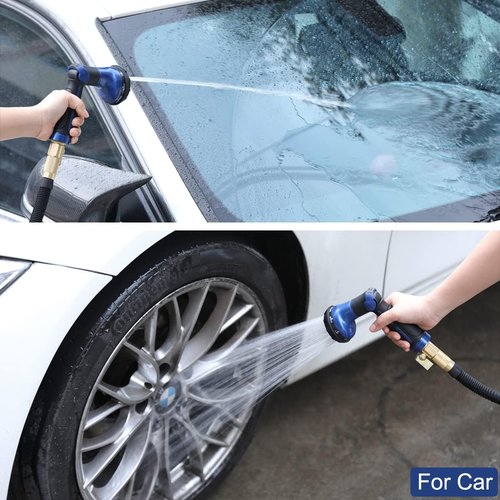 FANHAO Heavy Duty Metal Garden Hose Nozzle - 8 Spray Patterns with Thumb Control | Blue