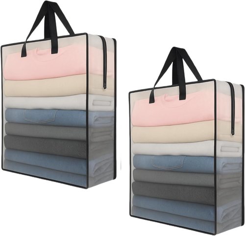Clear Storage Bags by [Brand Name] - 2 Pack Zippered Organizers for Blankets, Clothes & Bedding