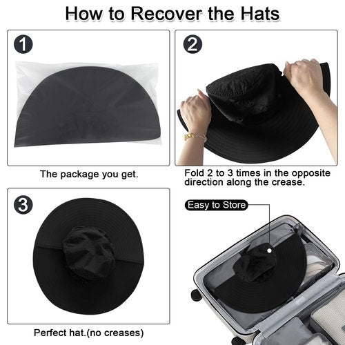 Cooltto Wide Brim Sun Hats with Waterproof Breathable for Fishing, Hiking, Camping，for Men Women Kids Black