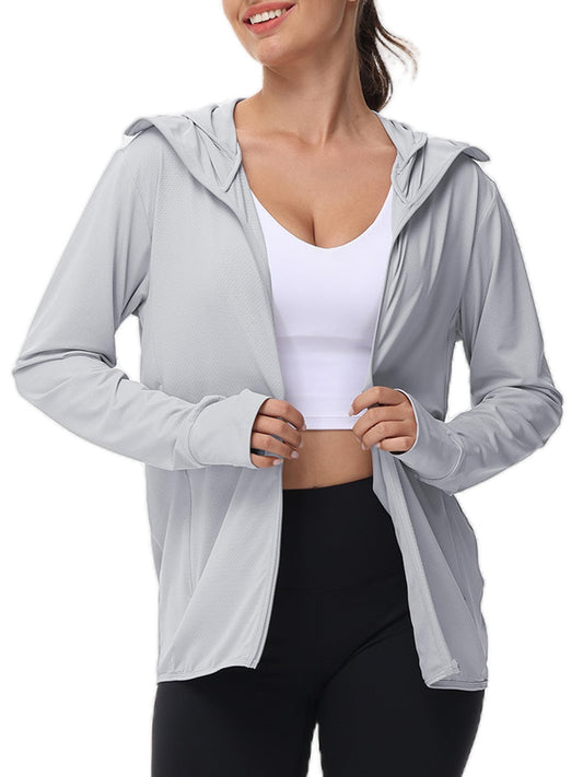 ArmoTex Women's UPF 50+ Lightweight Athletic Hoodie Jacket Full Zip Long Sleeve Shirts Hiking Running Outdoor Pockets