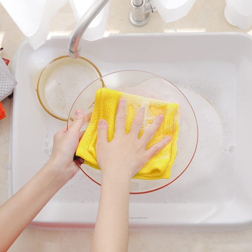 Homaxy 100% Cotton Waffle Weave Kitchen Dish Towels, Ultra Soft Absorbent Quick Drying Cleaning Towel, 13 x 28 Inches, 8-Pack, Yellow