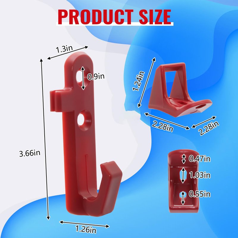 PWEOW Plastic Hook and Latch Set for GOTRAX GXL V2 XR Ultra XR, Electric Scooter Clip, Red Holder and Fender Clip for Folded Hold Scooter, with Screws