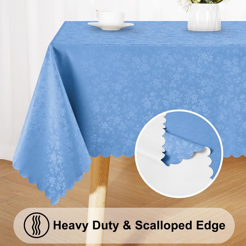 Smiry Rectangle Table Cloth, Waterproof Heavy Duty Vinyl Tablecloths, Wipeable Washable Table Cover for Kitchen, Dining Room (Baby Blue, 60" X 120")