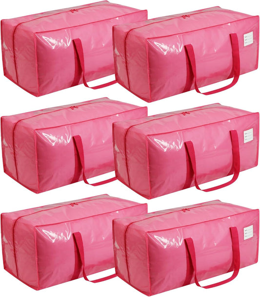 VTSVTS Extra Heavy Duty Large Moving Bags - Comfortable Handles & Strong Zippers | 6 Pack, Pink