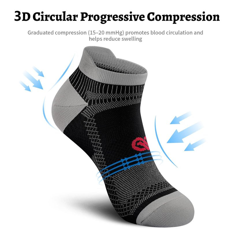 PAPLUS Compression Socks for Men & Women, Low Cut Ankle Running Socks with Arch Support, Plantar Fasciitis Relief for Walking, Cycling, Golf, Travel, Nurses