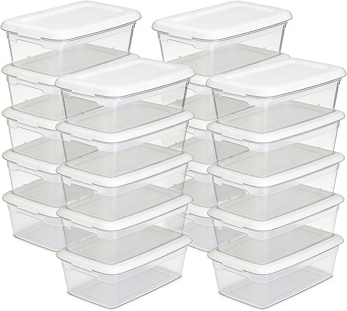 KKEATOY 6 Qt. Plastic Shoe Storage Box - Stackable & BPA-Free Clear Bin, Set of 20