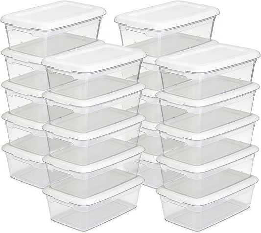KKEATOY 6 Qt. Plastic Shoe Storage Box - Stackable & BPA-Free Clear Bin, Set of 20