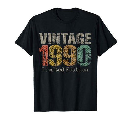 Vintage 1990 Text 36th Birthday Gift Men Women 36 Year Old T-Shirt